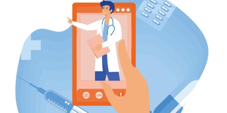 Online medicine and health care, doctor consultations and treatment ...